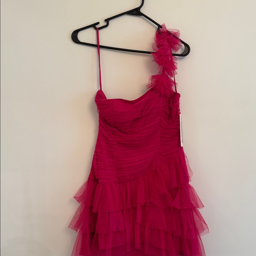 Hailey Logan One Shoulder Pink Dress
